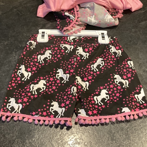 Girls brown pink unicorn 3 piece set of t-shirt, Tank and shorts - size 3T - NWT - Picture 6 of 8
